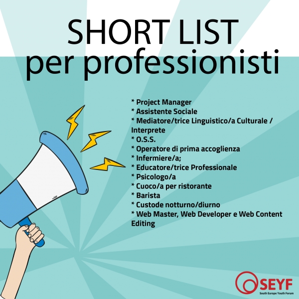 Avviso per la formazione di un elenco di esperti (Short List) per l&#039;affidamento di incarichi professionali e di collaborazione